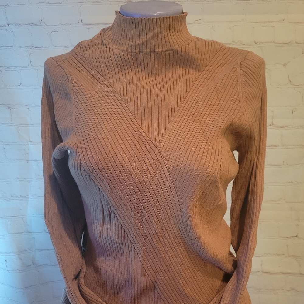 Xl mock turtle neck sweater H&M dark tan ribbed long sleeved